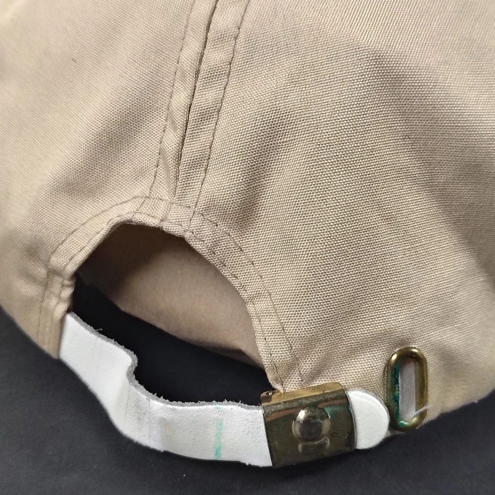 VINTAGE Imperial Headwear Hat Cap Strap Back Tan Columbine Flower Logo Mens